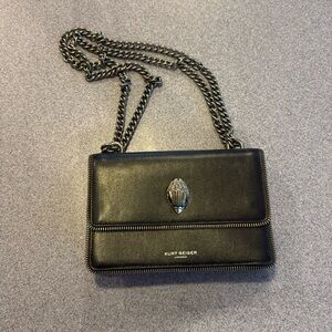 Kurt Geiger Purse - Shoulder or Crossbody - black with cheetah & zipper detail